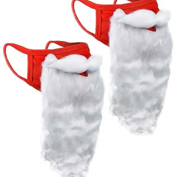 TrueNorth 2-pack Ansiktsmasker Roligt Skägg Jultomte Kostym Vuxna 2025 Jul (One Size) Jul Stilfulla Masker Bästa Julklapparna till Vänner> Tillbehör