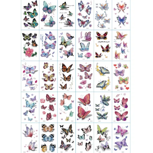 Megabilligt 30-pack 3D Fake Tatueringar Fjäril Temporära Gnuggisar> Smink