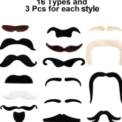 48-pack falska mustascher, självhäftande, för fester SQBB_max> Tillbehör