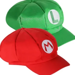 FMYSJ 2-pack Mario och Luigi-hattar Röd och Grön Videospeltema Mössor (FMY)> Huvudbonader