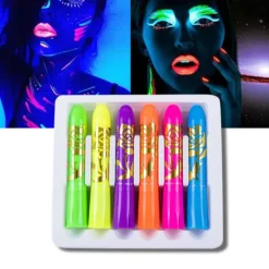 6-pack Självlysande Ansiktsfärg UV Neon Ansiktsfärg Kritpenna> Smink