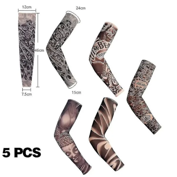 5-pack Tattoo Sleeves Fake Temporära Tatueringar Arm Sleeves Arm Sun Protection Covers Kompatibel Karneval Maskerad_Särskilda gåvor> Smink
