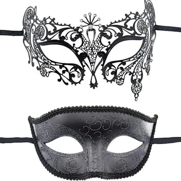 Par venetiansk mask, 2 delar, maskeradmask för karnevalsfest Kostym Balfest karnevalskväll> Masker