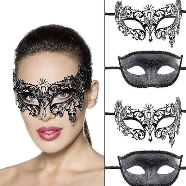 Par venetiansk mask, 2 delar, maskeradmask för karnevalsfest Kostym Balfest karnevalskväll> Masker