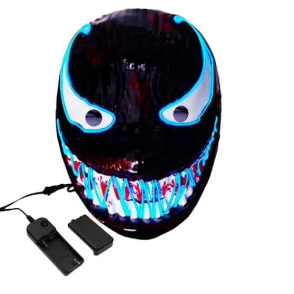 Paris_LED-mask för Halloween, Purge-mask med 3 ljuslägen, Lysande Halloween-mask för män, kvinnor och barn, blå> Masker