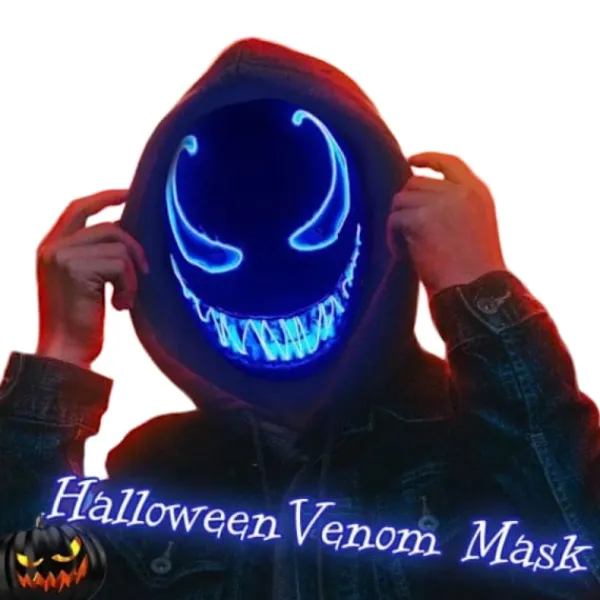 Paris_LED-mask för Halloween, Purge-mask med 3 ljuslägen, Lysande Halloween-mask för män, kvinnor och barn, blå> Masker