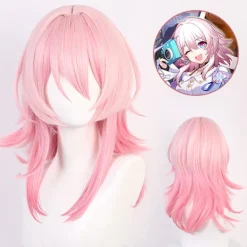 1PC Lång Rak Rosa Peruk för Honkai Star Rail 7 Mars Cosplay> Peruker