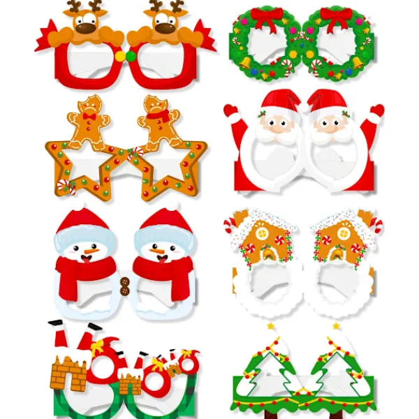 8Pcs Party Glasses Funny Selfie Props Holiday Glasses Frames Birthday Party DIY Decor 2024 Photo Christmas Funny Prom sunglasses> Tillbehör