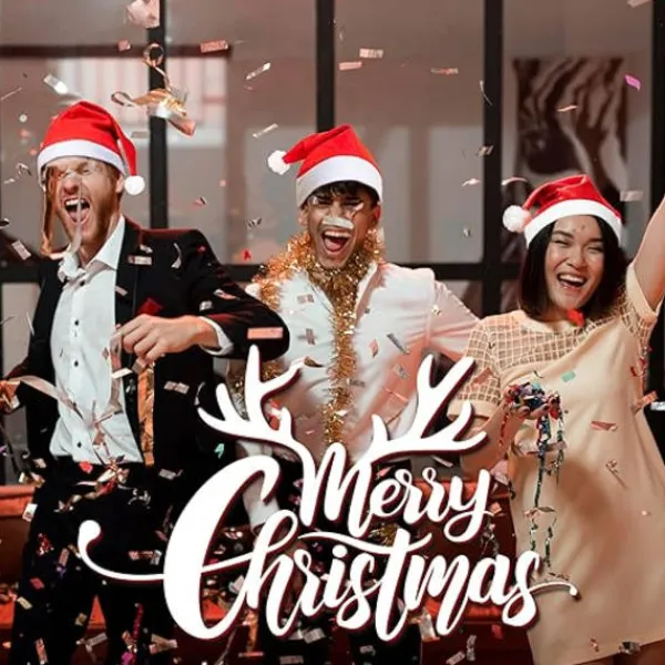 ATELA 10PCS Santa Hats Julhatt för vuxna, Julfest hattar Maskeraddräkt Julhattar eller jultomtedräkt - Jultomten Kul Julhattar för Xmas Office Party Bulk> Huvudbonader