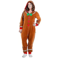 Pepparkaksdräkt för män, mysig och bekväm pepparkaksdräkt för julen Dam 2XL Kvinnor-FA- 2XL> Dräkter