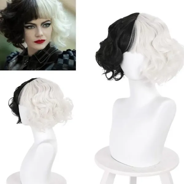 Peruker Cruella De Vil Kuila Cosplay> Peruker