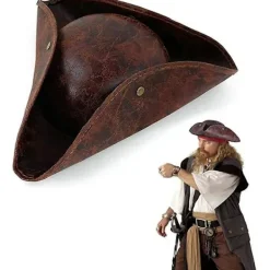 Pirathatt för vuxna Halloweenhattar för vuxna Tricorn-hatt i kolonialstil lämplig> Huvudbonader
