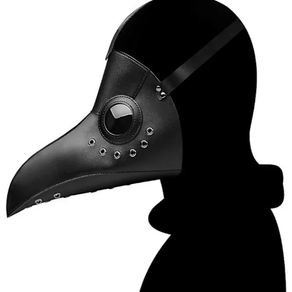 Plague Doctor Black Death Mask Läder Halloween Steampunk Pu Carnival Cosplay Vuxen De Peste Vuxen Glasögon Mask Grim Reaper> Masker
