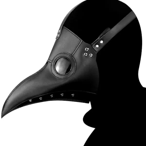 Plague Doctor Black Death Mask Läder Halloween Steampunk Pu Carnival Cosplay Vuxen De Peste Vuxen Glasögon Mask Grim Reaper> Masker