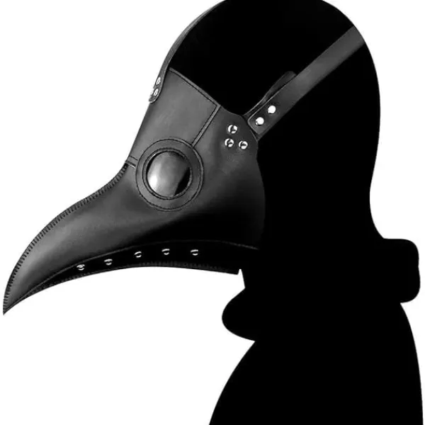 Plague Doctor Mask i Konstläder Steampunk Lång Fågelnäbb Halloween Cosplay Party Kostym Svart> Masker