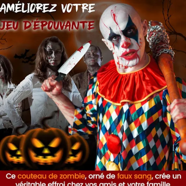 Plastkniv med falskt blod 30 cm - Vuxenprank, Falsk kniv, Zombikniv, Tillbehör, Kostym och Dekoration för Halloweenfest, Cosplay> Tillbehör
