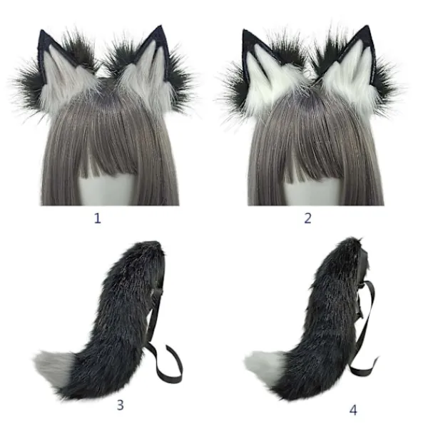 Plush Wolf Tail And Headhoop For Cosplay Halloween Party Costume For Women> Tillbehör