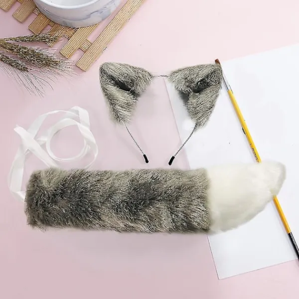 Plushvarg Huvudband med Öron och Svans för Cosplay, Halloweenfest, Barn och Vuxna> Huvudbonader