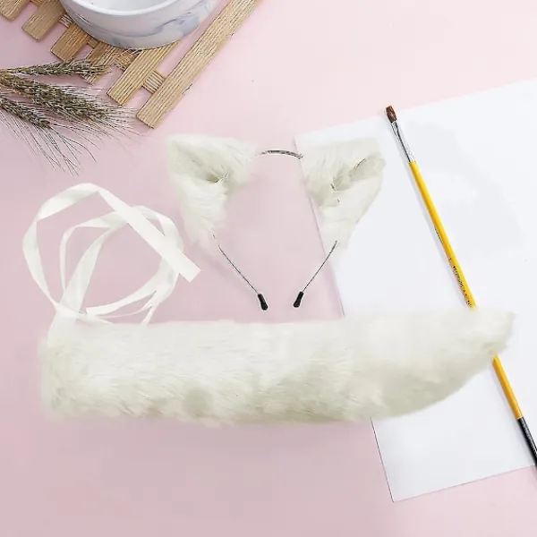 Plushvarg Huvudband med Öron och Svans för Cosplay, Halloweenfest, Barn och Vuxna> Huvudbonader
