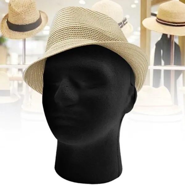 Praktisk manlig skyltdocka huvudmodell hatt peruk glasögon display> Huvudbonader