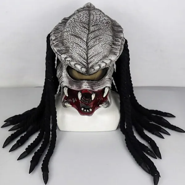 Predator Mask hemsk alien cosplay hjälm mask full latex huvudmask filmtitel kostymtillbehör för Halloween-Perfekt> Huvudbonader