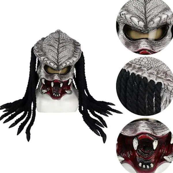Predator Mask hemsk alien cosplay hjälm mask full latex huvudmask filmtitel kostymtillbehör för Halloween-Perfekt> Huvudbonader