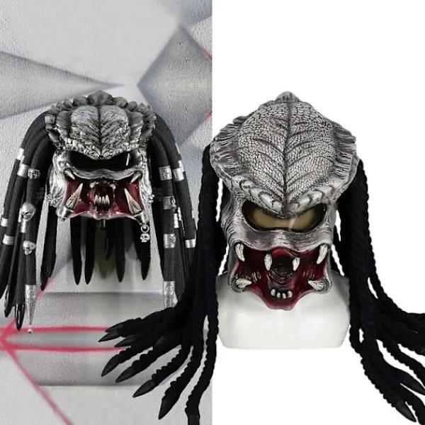 Predator Mask hemsk alien cosplay hjälm mask full latex huvudmask filmtitel kostymtillbehör för Halloween-Perfekt> Huvudbonader