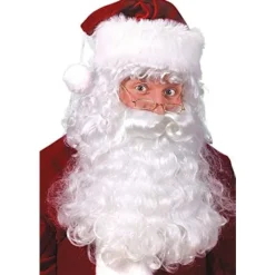 Professionell kvalitets vit jultomte peruk, skägg och ögonbryn set> Tillbehör