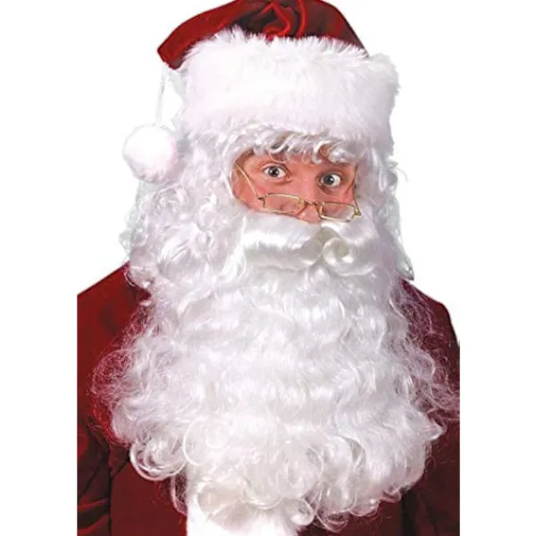 Professionell kvalitets vit jultomte peruk, skägg och ögonbryn set> Tillbehör