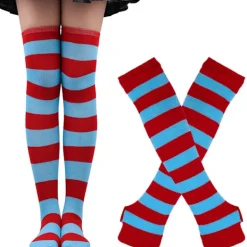 Randiga strumpor Julstrumpor dam Halloweenstrumpor höga strumpor Europeiska och amerikanska festival cosplay damstrumpor MJ51 handskar Ren orange One Size | Fyndiq><noscript><img width=