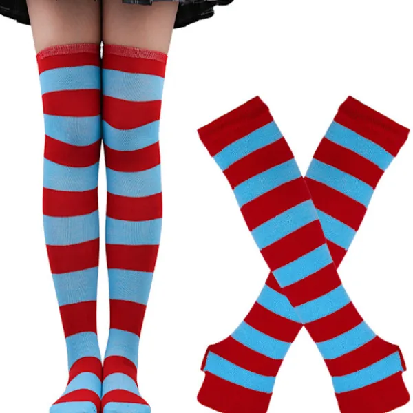 Randiga strumpor Julstrumpor dam Halloweenstrumpor höga strumpor Europeiska och amerikanska festival cosplay damstrumpor MJ51 handskar Ren orange One Size | Fyndiq> Tillbehör