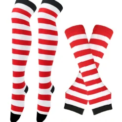 Randiga strumpor Julstrumpor dam Halloweenstrumpor höga strumpor Europeiska och amerikanska festival cosplay damstrumpor MJ51 handskar Ren orange One Size | Fyndiq><noscript><img width=
