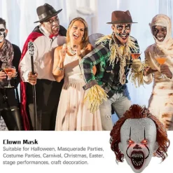 BästaGåva REA Läskig It Pennywise Krypande Clown Mask, Cosplay & Dekoration Halloween Party Rekvisita Glowing> Masker
