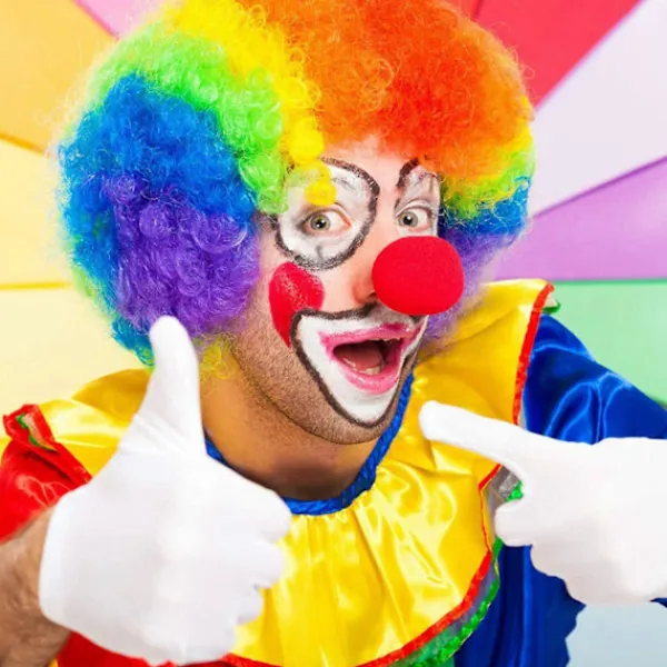 Regnbåge Clown Kostym Peruk Svamp Näsa Prickar Fluga Vita Handskar Clown Set för Cosplay Kläder Rekvisita> Tillbehör