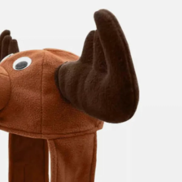 Ren Älg Plyschmössa med Härliga Djuröron Bekväm och Rolig Huvudbonad Djurformad Mössa för> Huvudbonader