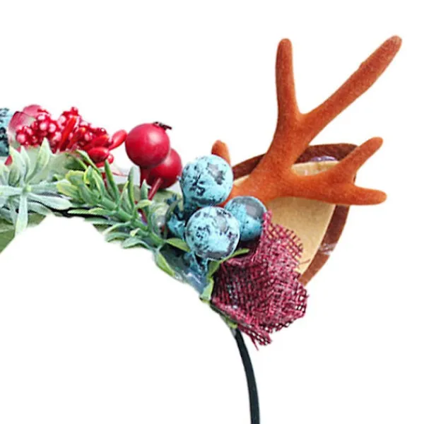 Rennar X-mas hårband med horn och öron för damer och flickor jul tacksägelse> Huvudbonader