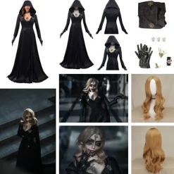 Resident Evil: Bela Dimitrescu Vampyrdam Cosplay Kostym Bela Klänning+Peruk set Endast Peruk-FF- One Size><noscript><img width=