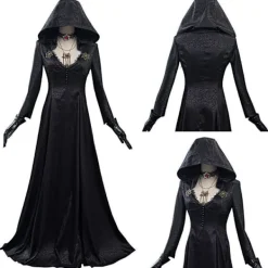 Resident Evil: Bela Dimitrescu Vampyrdam Cosplay Kostym Bela Klänning+Peruk set Endast Peruk-FF- One Size><noscript><img width=