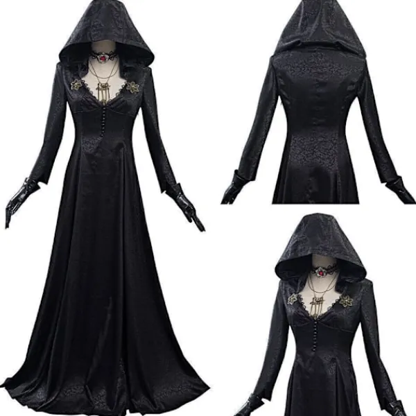 Resident Evil: Bela Dimitrescu Vampyrdam Cosplay Kostym Bela Klänning+Peruk set Endast Peruk-FF- One Size> Peruker