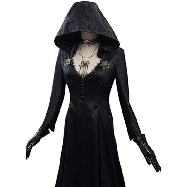 Resident Evil: Bela Dimitrescu Vampyrdam Cosplay Kostym Bela Klänning+Peruk set Endast Peruk-FF- One Size> Peruker