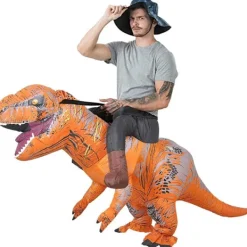Ridande dinosauriekostym Uppblåsbar dinosauriedräkt Maskeraddräkt för vuxna><noscript><img width=