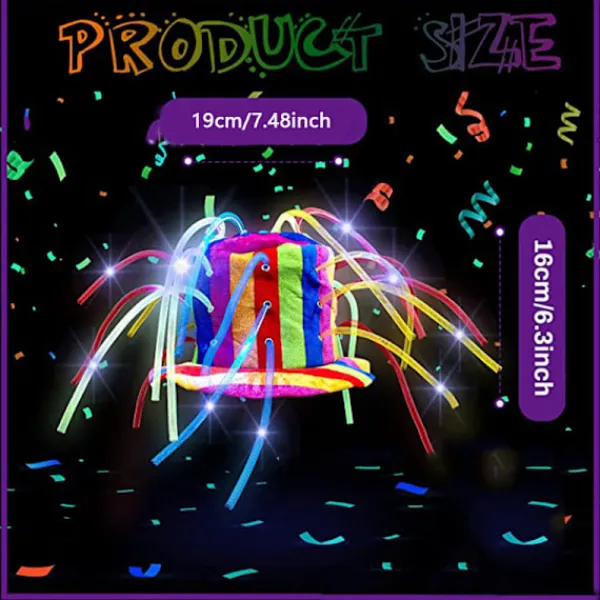 Holocky Rolig Clownhatt med LED-lampor & Noodlehår> Huvudbonader