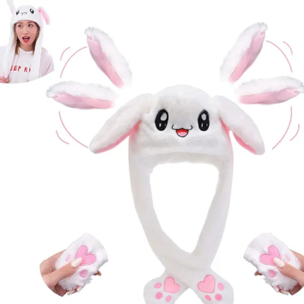 Rolig Hoppande Kanin Plyschmössa för Kvinnor och Flickor, Kan Användas som Roliga Påsk/Halloween/Julhattpresenter> Huvudbonader