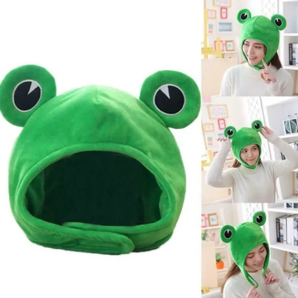 Rolig tecknad söt plyschgrodhatt Cosplay-kostym Klä upp hatt> Huvudbonader