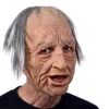 Roliga realistiska latexmasker för gammal man och kvinna med hår, Halloween cosplay, partykostym, gummimask, fest> Masker