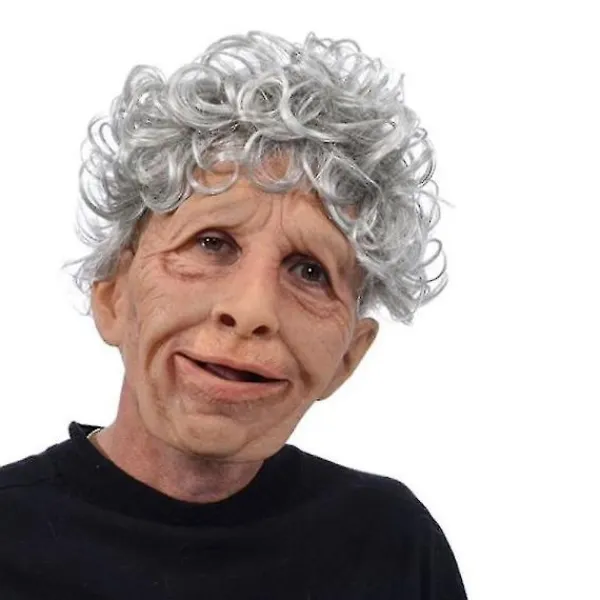 Roliga realistiska latexmasker för gammal man och kvinna med hår, Halloween-cosplay, festdräkt, gummimask, fest> Masker
