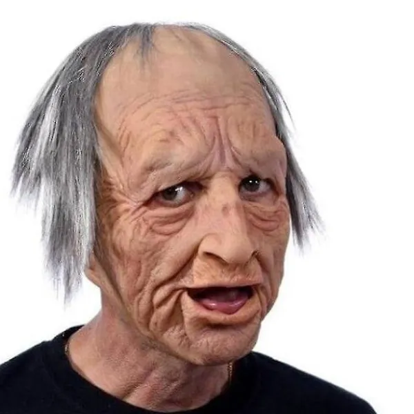 Roliga realistiska latexmasker för gammal man och kvinna med hår, Halloween cosplay, festdräkt, gummimask, fest> Masker