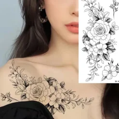 Rose Water Transfer Tattoo Stickers Women Body Art Temporary Tatt> Smink