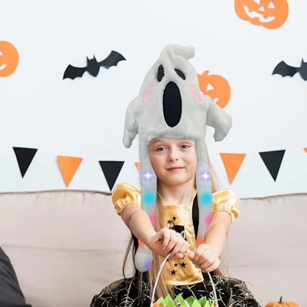 Rörliga fladdermusöron Halloween fladdermushatt, justerbar rem gotisk upplyst hatt> Huvudbonader