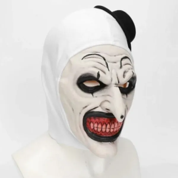 RY-Halloween Terrifier Mask Clownmask Läskig Joker Kostym Halloween Skräck Läskig Mask för Vuxna Män Kvinnor Vit> Masker